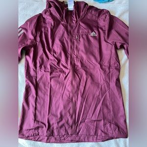 Adidas own the run hooded unisex full zip new jacket maroon size large.